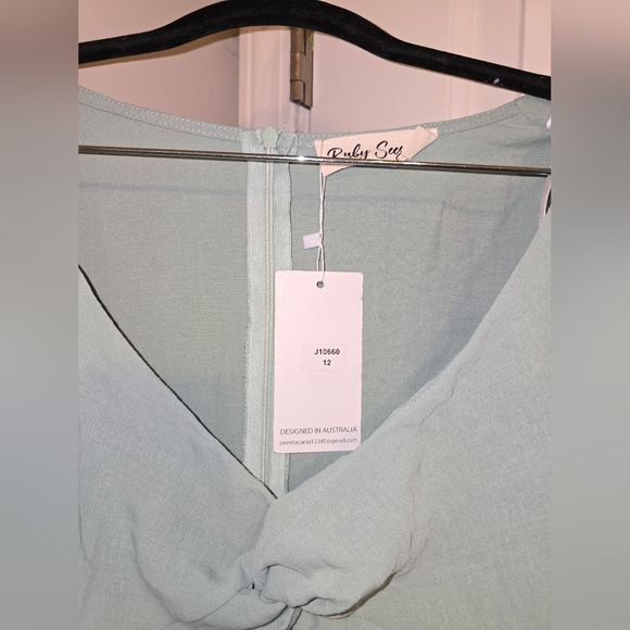 Asymmetrical Sage Green Cutout Dress - Women - Picture 3 of 6